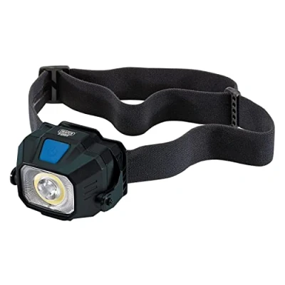Image of Draper COB/SMD LED Wireless/USB Rechargeable Head Torch, 6W, 400 Lumens, USB C Cable Supplied