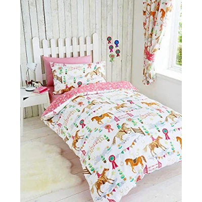 Image of Girls duvet sets horse riding quilt cover bedding &amp; curtains available separately (Duvet Set Single)