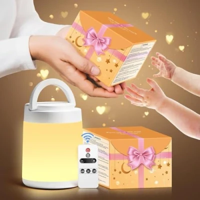 Image of One Fire【Gifts Package Night Light Kids,10 Color Dimmable Touch Lamp, Rechargeable Lamp Battery for Bedroom, Portable Small Remote+Timer Cordless LED Kids Nightlight