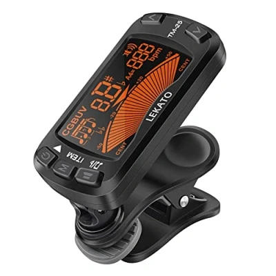 Image of Guitar Tuner Metronome, LEKATO 3 In1 Multifunctional Clip on Metronome Accurate Tuning with LCD High definition Color Display for Guitar, Bass, Violin, Ukulele Chromatic Mode