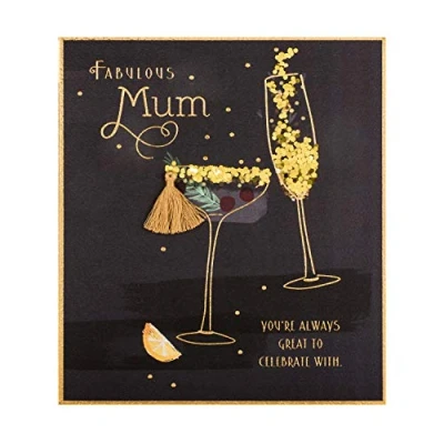 Image of Hallmark Christmas Card for Mum Contemporary Cocktail Design with Tassel Attachment