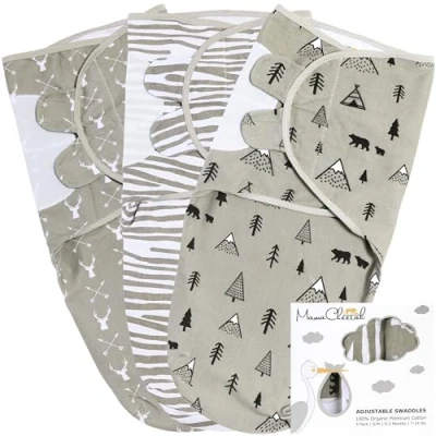 Image of Mama Cheetah Baby Swaddle Sack 3 6 Month, Organic Cotton Sleep Sack, Infant Blanket Size Large, for Large Babies, Wrap, Easy Swaddles Boy Girl, Pack
