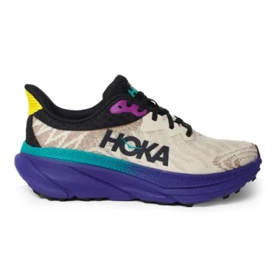 Image of HOKA Challenger Trail running shoes, Men&#039;s, Size: 9.5, Oatmeal/mountain iris Textile/synthetics