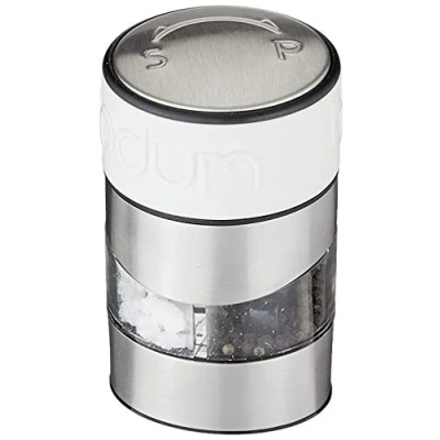Image of BODUM 11002 913 TWIN Salt and Pepper Mill (Adjustable Ceramic Grinder, Nonslipping Silicon Handle) Off white