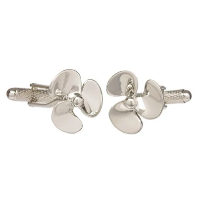 Image of Silver Colour Boat Ship Propeller Shirt Cufflinks Presented In a GS Cufflink Gift Box (Silver Colour)