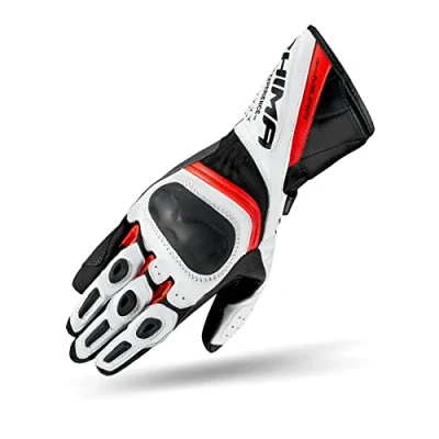 Image of SHIMA MIURA Motorbike Gloves Womens Leather Long Biker Armoured Protectors Motorcycle Perforated Ventilated Reinforced Touchscreen Motorsport Ladies Glove Motorbikes Summer (Womens, Red Fluo, XS)
