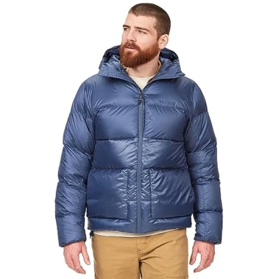 Image of Marmot Men&#039;s Guides down Hoody, Lightweight jacket, warm winter puffy, water repellent quilted coat, windproof functional packable outdoor jacket with hood, Storm, L