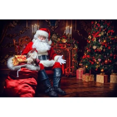 Image of Santa &amp; Christmas Tree 1000 Piece Jigsaw Puzzle Festive Scene for Adults Kids Age 14+ Large 69cm x 51cm Limited Edition Puzzles