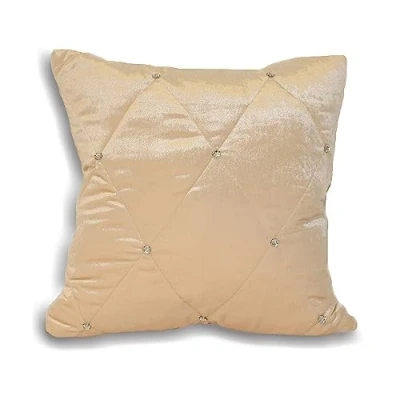 Image of Paoletti Diamante Quilted Embellished Feather Filled Cushion Cream One Size