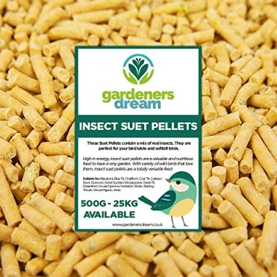 Image of GardenersDream Insect Suet Pellets Garden Wild Bird Food Mix Balanced and Healthy Feed Mixture Nutritious Flavoured Pellet Contains Tasty High Energy Vitamins Minerals (12.5kg)
