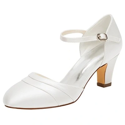 Image of Emily Bridal Wedding Shoes Women&#039;s Silk Like Satin Stiletto Heel Closed Toe Pumps (EU39/UK6, Silver)