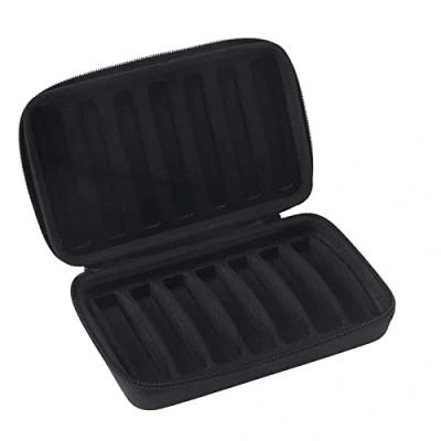 Image of harmonica Storage case PU Leather ered Carrying 10 Hole bag for 7 Harmonicas Black see cartments aries adults cases gig harp fer r mundharmo box and pouches ha