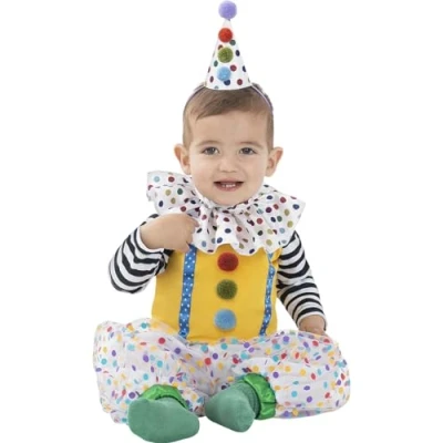 Image of Funidelia Clown Costume for Babies baby Clowns, Circus, Funny accessory fancy dress &amp; props Halloween, carnival parties Size 0 6 months Yellow