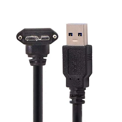 Image of CY 3m 10Ft 90 Degree up Angled Micro USB Screw Mount to 3.0 Data Cable for Industrial Camera (3m, Angled)