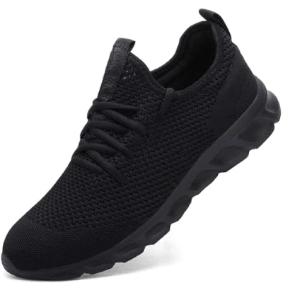 Image of Damyuan Mens Running Walking Tennis Trainers Casual Gym Athletic Fitness Sport Shoes Fashion Sneakers Ligthweight Comfortable Working Outdoor Flat for Jogging Black Size 7 UK