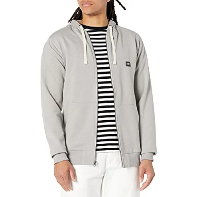 Image of BILLABONG Men&#039;s Classic Premium Full Zip Fleece Sweatshirt Hoodie Hooded, Grey, S