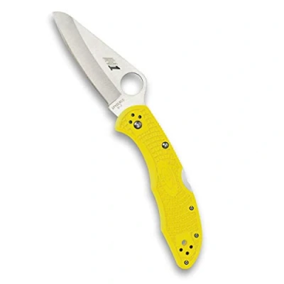 Image of Spyderco Salt 2 Lightweight Folding Knife Yellow FRN Handle with PlainEdge, Hollow Grind, H 1 Steel Blade and Back Lock C88PYL2