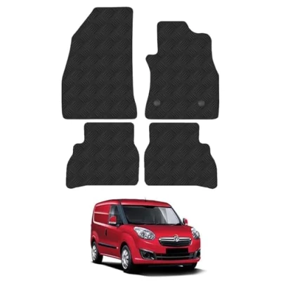 Image of 5mm Rubber Floor Mats for the Vauxhall Combo (2010 2018) [Only suitable Crew Van] Custom Van Accessory Tailored fit Heavy Duty, Waterproof &amp; Anti Slip Work with Clips