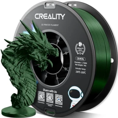 Image of Creality PETG Filament 1.75mm, 3D Printer 1KG(2.2lbs), High Precision, Strong Toughness, Odorless, Better Flow, Dimensional Accuracy +/ 0.02 mm, Moistureproof Printing Filament, ArmyGreen