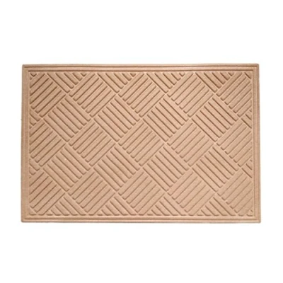 Image of EHC Large Rubber Polypropylene Non Slip Indoors Outdoor Dust &amp; Water Retaining Door Mat, 60 X 90cms Beige