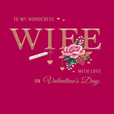 Image of Avant Garde Modern Valentine&#039;s Day Card Wonderful Wife 8 x 6 inches