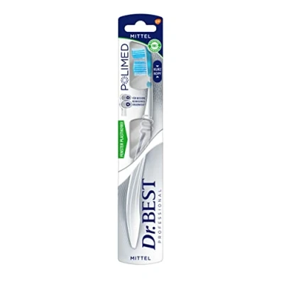 Image of Dr.BEST Polimed Short Head Toothbrush Medium (1 Piece) for up to 63% Better Cleaning Performance in Hard Reach Places*