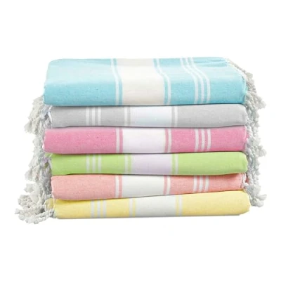 Image of LANE LINEN Turkish Towels Set of 6, 100% Cotton Beach Oversized, Pre Washed Pool Towel, Extra Large Sandproof Absorbent Travel towel,39&quot;x71&quot; Multi Colors