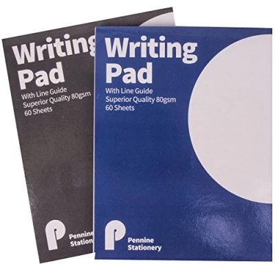 Image of 2X Plain Writing Pads with Line Guide 60 Sheets 80gsm Paper