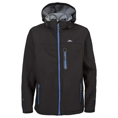 Image of Trespass Hebron, Black, XXS, Waterproof Softshell Jacket with Hood for Men, XX Small / 2X 2XS, Black