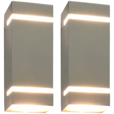 Image of vidaXL Outdoor Wall Lights 2 pcs 35 W Silver Rectangular