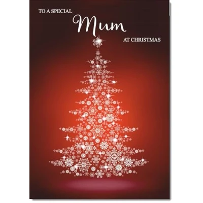 Image of doodlecards Mum Christmas Card Snowflake Tree Large A4 Size for with Plain Envelope
