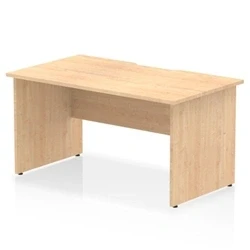 Image of Impulse 1400 x 800mm Scalloped Edge Straight Office Desk Maple Top Panel End Leg