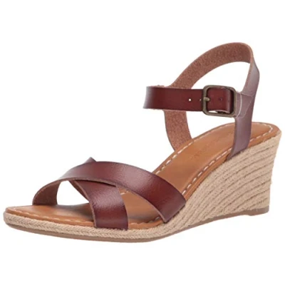 Image of Amazon Essentials Women&#039;s Espadrille Wedge Sandal, Brown, 5 UK