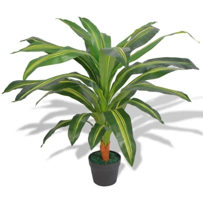 Image of vidaXL Artificial Dracaena Plant with Pot 90 cm Green
