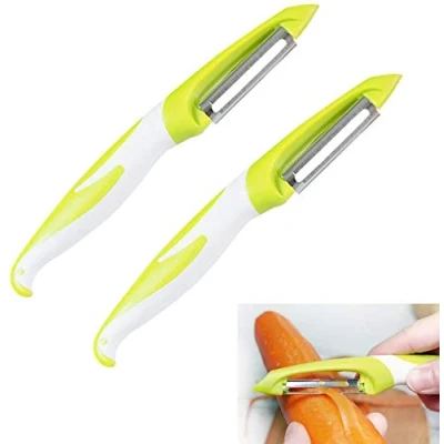 Image of QitinDasen 2Pcs Professional Straight Peeler, Vegetable Peeler and Fruit Swivel Potato Carrot (Green)