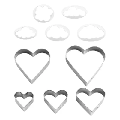 Image of 10 Piece Baking Tools, Cookie Cutters, Heart Shaped Cutter Set, Large Cutter, Stainless Steel Cutters