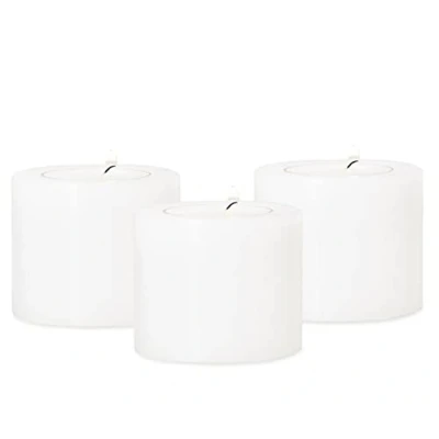 Image of EDZARD Set of 3 tea light holders, permanent candle, height 5 cm, diameter 6 heat resistant up to 90, made robust, sustainable plastic