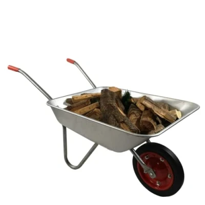 Image of 65 Litre 60kg Capacity Galvanised Samuel Alexander Metal Garden Wheelbarrow Wheel Barrow with Solid Puncture Proof Tyre