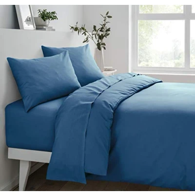 Image of Sleepdown Polycotton Fitted Sheet Blue, King