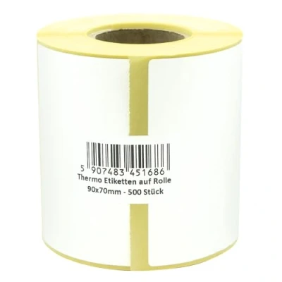 Image of MD Labels White Thermal on a Roll 90 x 70 mm Pack of 500 Permanent Adhesive, for Barcode, Adhesive Labelling