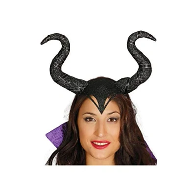 Image of FIESTAS GUIRCA Wicked Fairy Black Horns Headband Evil Devil Halloween Dress Up Fancy Scary Adults One Size
