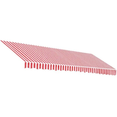 Image of vidaXL 4.5x3m Red and White Striped Awning Replacement Fabric with PU Coating, UV Water Resistant for Outdoor Use