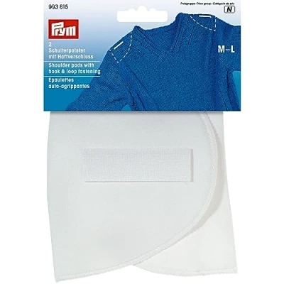 Image of Prym 993816 Shoulder Pads Set in with Hook and Loop Fastening Flesh M L, White, 160 x 115 15 mm, Haut, 2 Stück