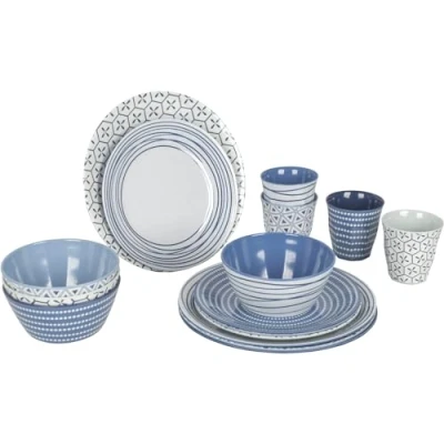 Image of Bo Camp Tableware 100% Melamine 16 pieces Mix &amp; match Blue