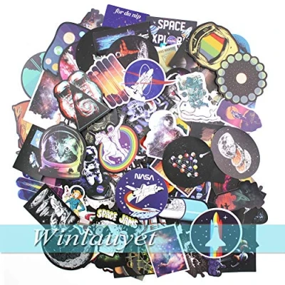 Image of Winlauyet 50/100 pcs NASA Stickers for Laptop Space Explorer Galaxy Vinyl Decals Skateboard Luggage Car Bike Bumper Spaceman Spacecraft Universe Planet Logo Graffiti Sticker (100 pcs)