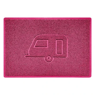 Image of Nicoman CARAVAN Embossed Shape Door Mat Dirt Trapper Washable Barrier Doormat (Use Indoor or Sheltered Outdoor) (90x60cm/3x2ft,Large) Pink