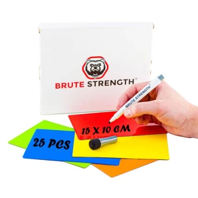 Image of 25 Writable Magnets 15 x 10 cm with Whiteboard Marker for Scrum, Agile, Kanban or Lean Mix 5 Colours