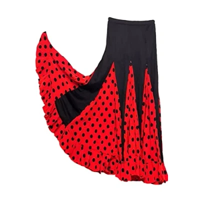 Image of flamifeel Flamenco Dance Skirt Black with Red Dots Season 2018 L
