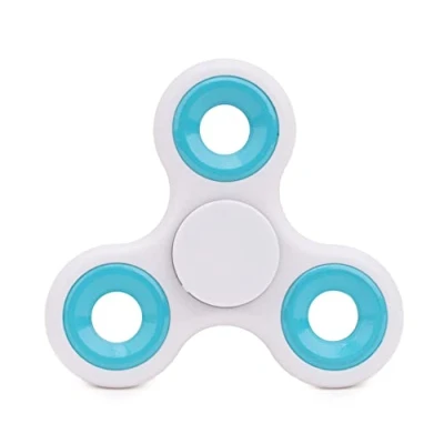 Image of Toyland® Fidget Hand Spinner Stress and Anxiety Relief Assorted Colours (White &amp; Blue Rings)