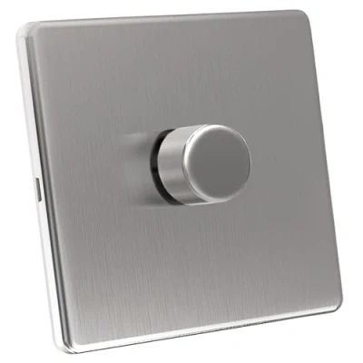 Image of Zigtiger Led Dimmer Switch for Dimmable Lights/Incandescent/Halogen, Trailing Edge Switches 1 Gang 2 Way, 3 100 Watts, No Neutral Required, Internal depth 23.1mm Brush Steel